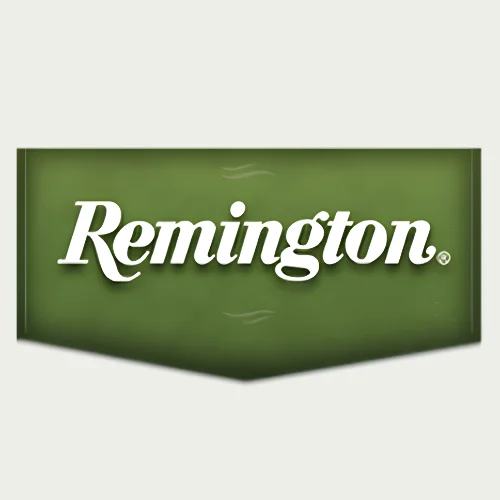 Green banner with the word "Remington" in bold, white, cursive font centered on it.