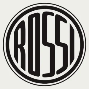 A circular black and white logo with the word "ROSSI" in bold, stylized capital letters, enclosed within a double-lined border.